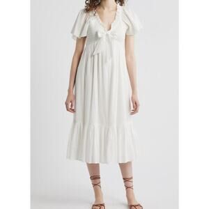 Cleobella Ashlyn Organic Cotton Dobby Midi Dress - White - Medium